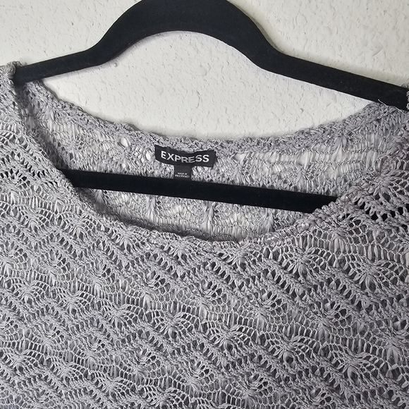 Express Crochet Vest Popover Womens XS Sleeveless Open Knit Sequin Sparkle Boxy - Picture 5 of 8